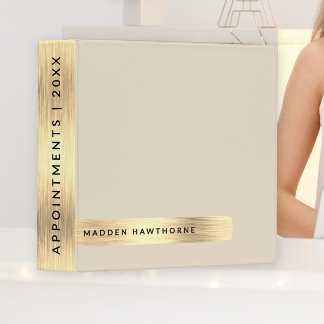 Modern Elegant Simple Faux Gold Brushed Metal 3 Ring Binder (Creator Uploaded)