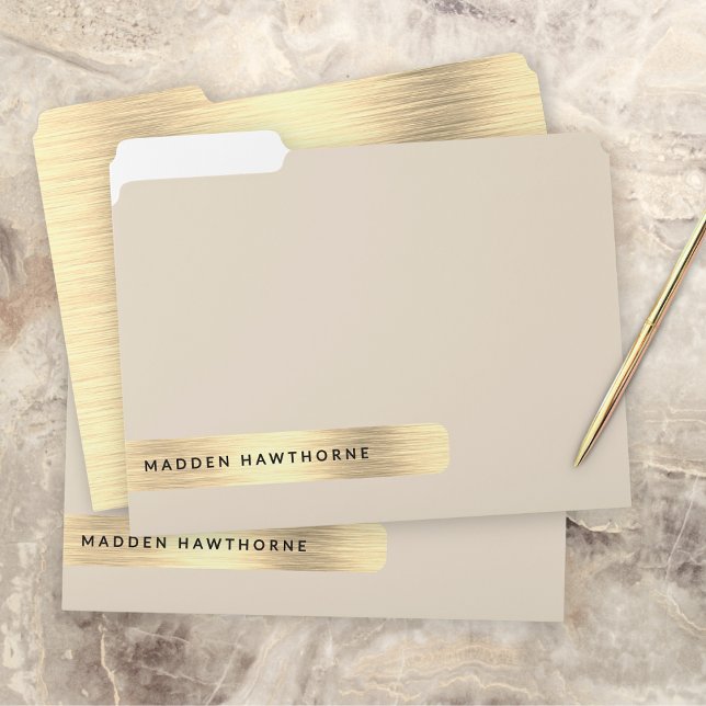 Modern Elegant Simple Faux Gold Brushed Metal File Folder (Creator Uploaded)