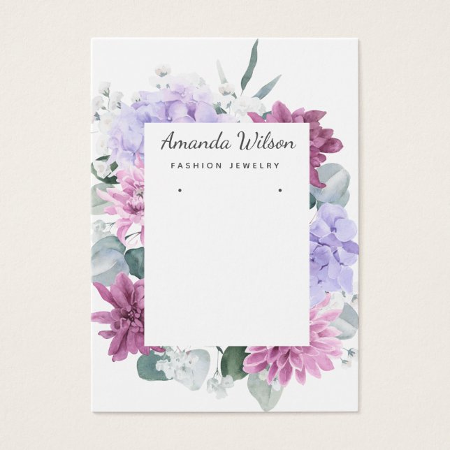 Modern Elegant simple floral jewelry display card  (Front)