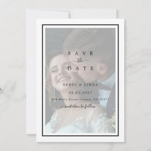 Modern Elegant Simple Frame Photo Overlay Wedding Save The Date