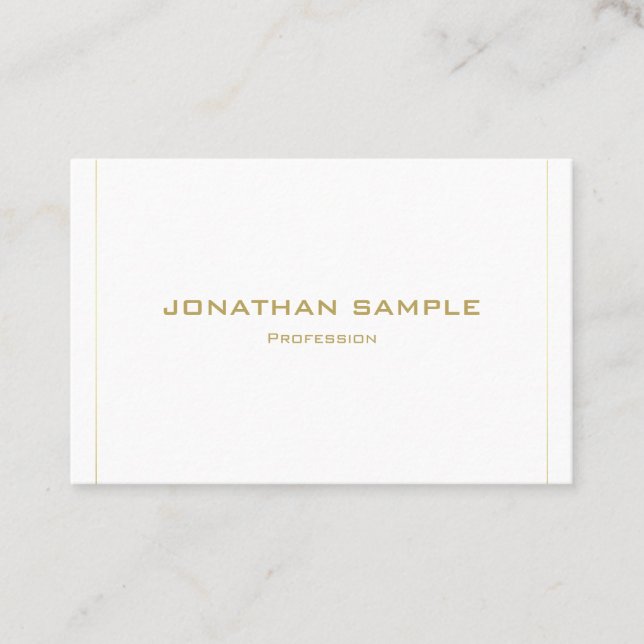 Modern Elegant Simple Gold Striped Professional Business Card (Front)