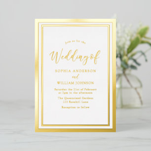 Modern Elegant Simple Golden Foil Wedding Foil Invitation