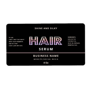 Modern elegant simple hair serum label