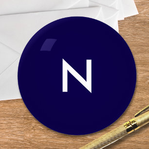 Modern Elegant Simple Midnight Blue Glass Monogram Paperweight