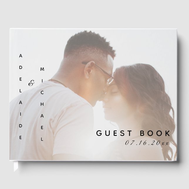 Modern Elegant Simple Minimalist Photo Wedding Guest Book (Front)