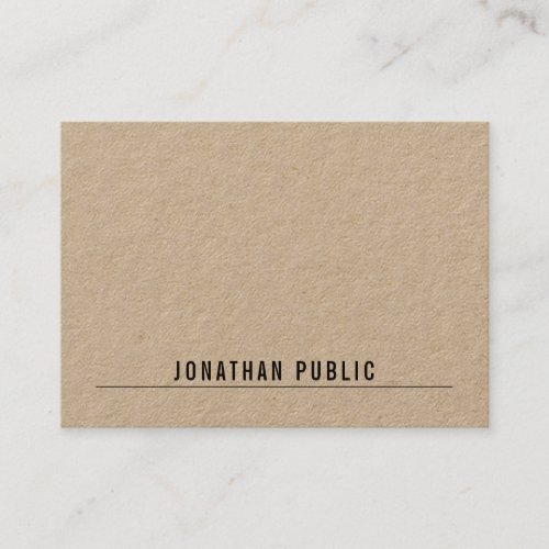 Modern Elegant Simple Minimalist Real Kraft Paper Business Card