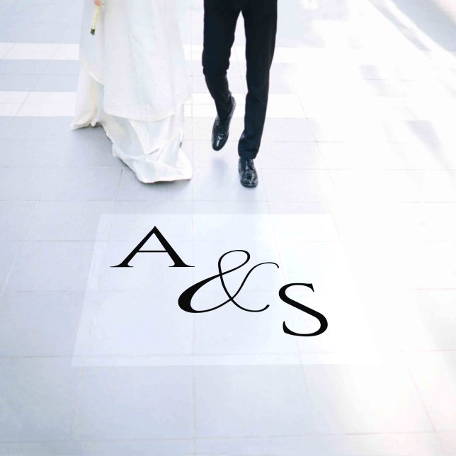 Modern Elegant Simple Monogram Wedding Floor Decals (Wedding)