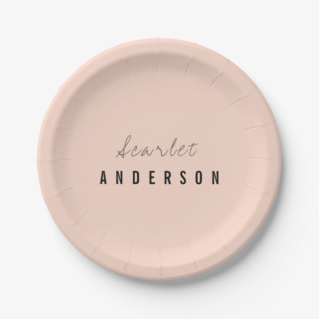 Modern elegant simple pastel  paper plates (Front)