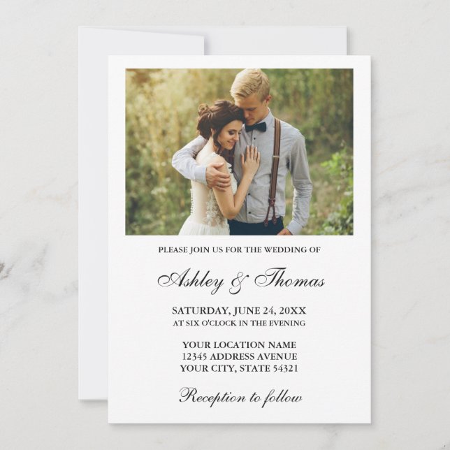 Modern Elegant Simple Photo Wedding Invitation (Front)