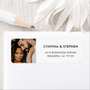 Modern Elegant Simple Photo Wedding Return Address Label