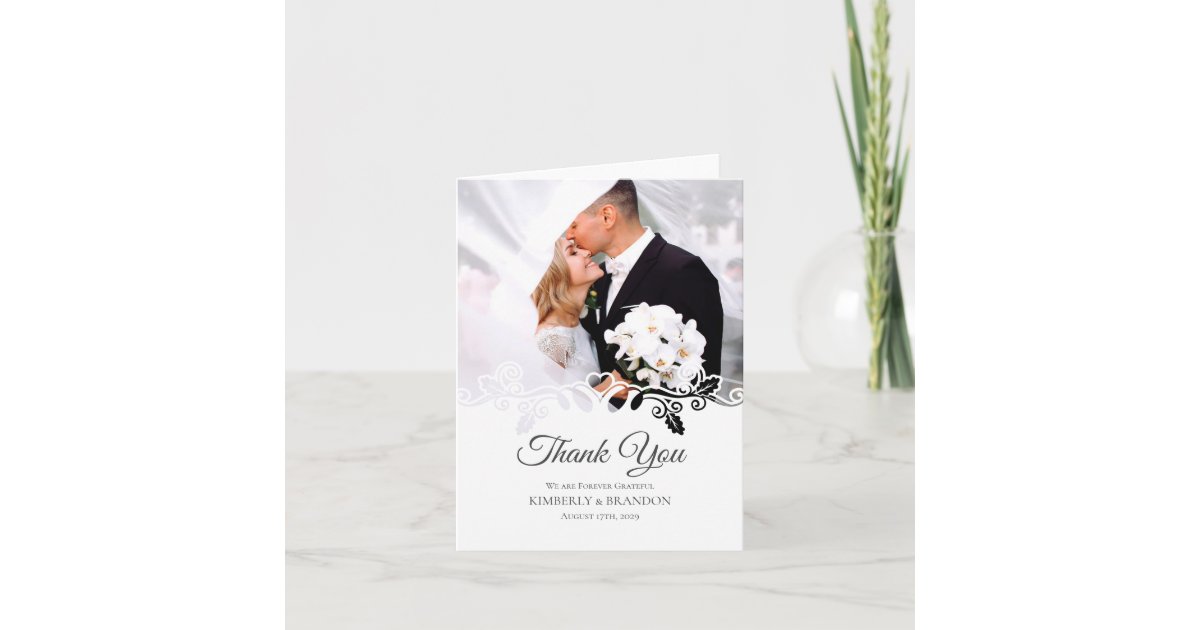 Modern Elegant Simple Photo Wedding Thank You Card | Zazzle