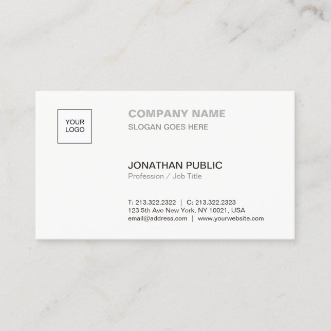 Modern Elegant Simple Plain Professional Corporate Business Card (Front)
