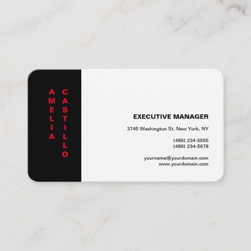 Modern Elegant Simple Premium Linen Black White Business Card