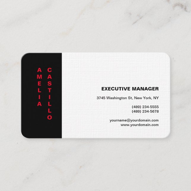 Modern Elegant Simple Premium Linen Black White Business Card (Front)