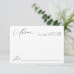 Modern Elegant Simple Romantic Wedding Advice Card<br><div class="desc">Elegant & Modern Wedding Advice Card : This card has blank space for your guests to fill in advice or wishes. It features a romantic calligraphy and a modern look.</div>