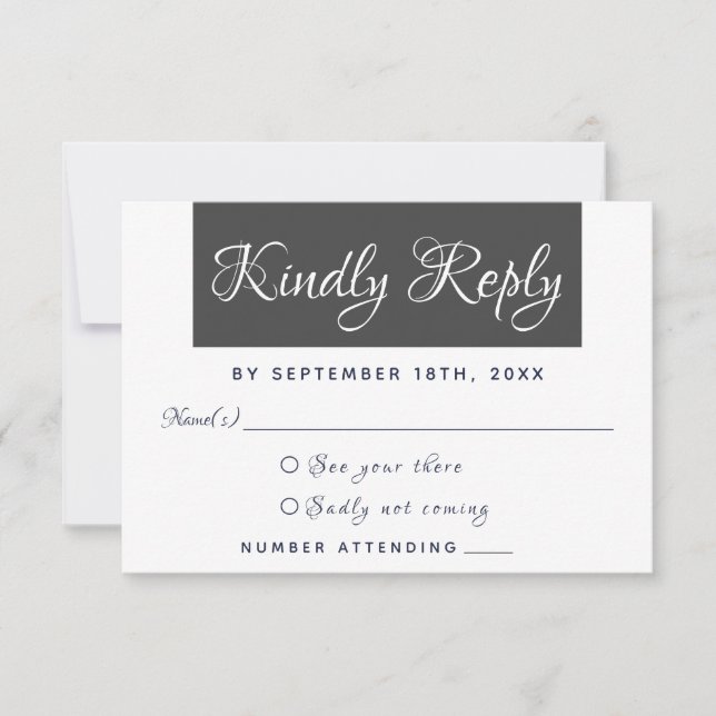 Modern Elegant Simple Script Kindly Reply RSVP Card (Front)