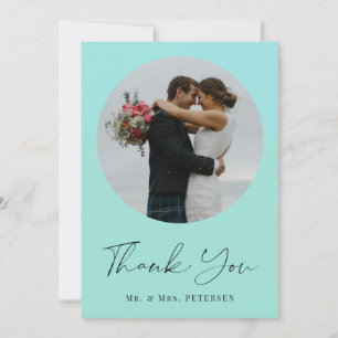 Modern elegant simple script photo wedding thank you card