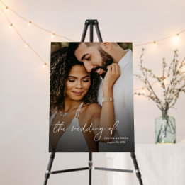 Modern Elegant Simple Script Photo Wedding Welcome Foam Board
