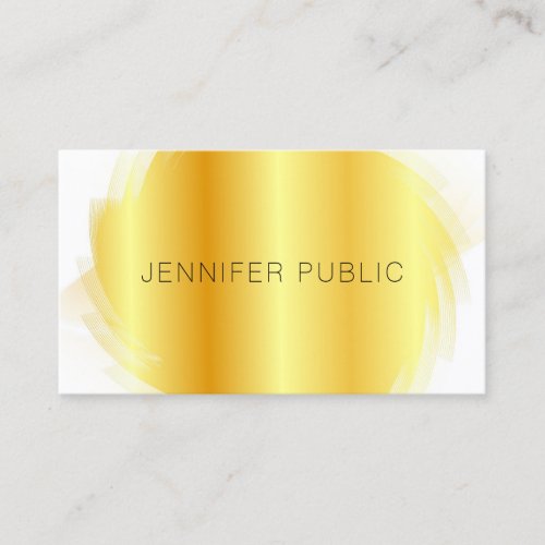 Modern Elegant Simple Template Faux Gold White Business Card