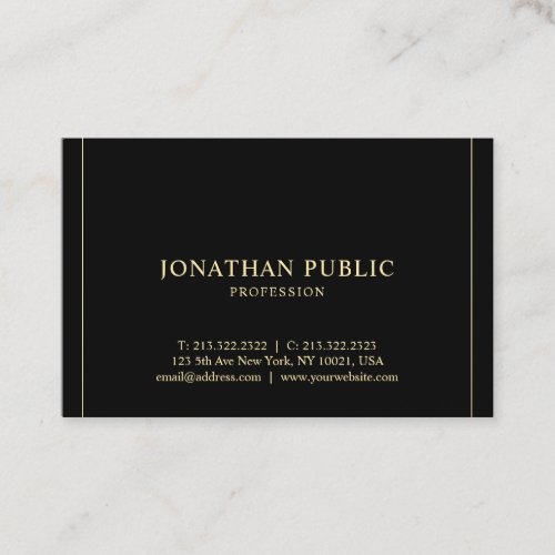 Modern Elegant Simple Template Gold Text Luxurious Business Card