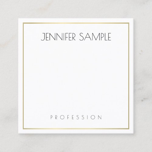 Modern Elegant Simple Template Gold White Square Business Card
