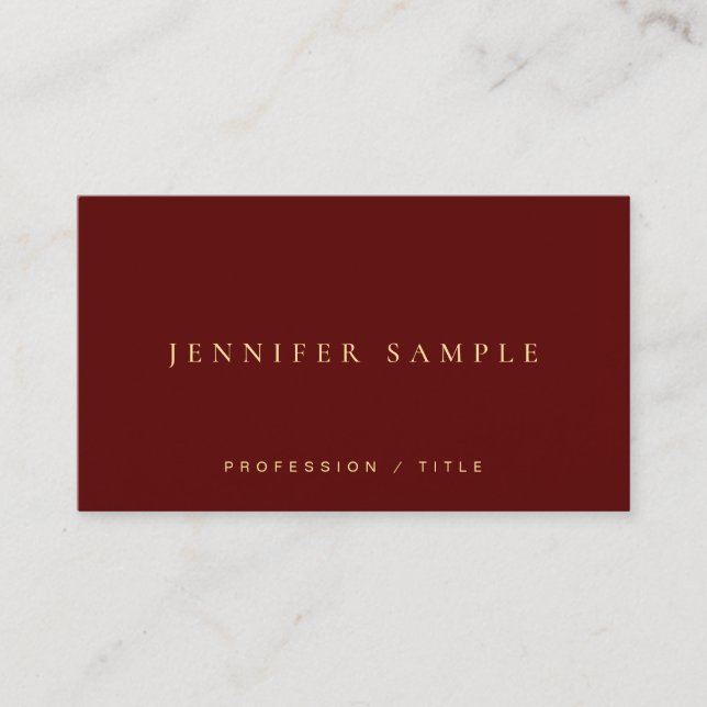 Modern Elegant Simple Template Luxury Maroon Red Business Card (Front)