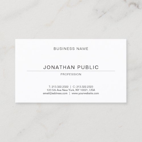 Modern Elegant Simple Template Minimalist Design Business Card