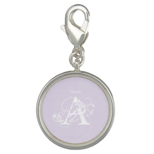 Modern Elegant Simple Trendy Lavender Monogram Charm