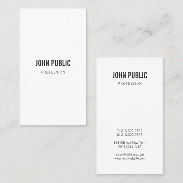 Modern Elegant Simple Vertical Professional Business Card (Front/Back)