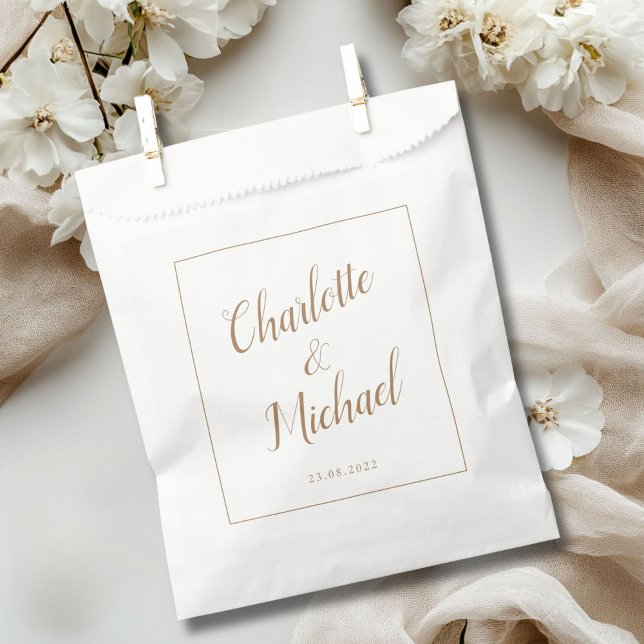 Modern Elegant Simple Wedding Favor Bag (Modern Elegant Simple Wedding Favor Bag with your name and date.)