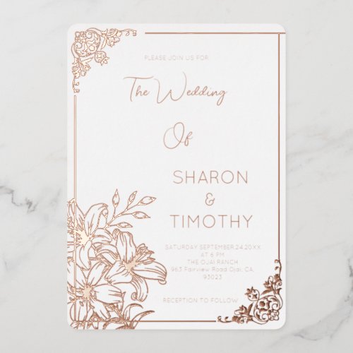 Modern  Elegant Simple  Wedding Foil Invitation