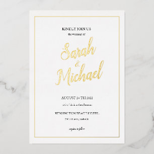 Modern Elegant Simple Wedding Invitation Foil Invitation