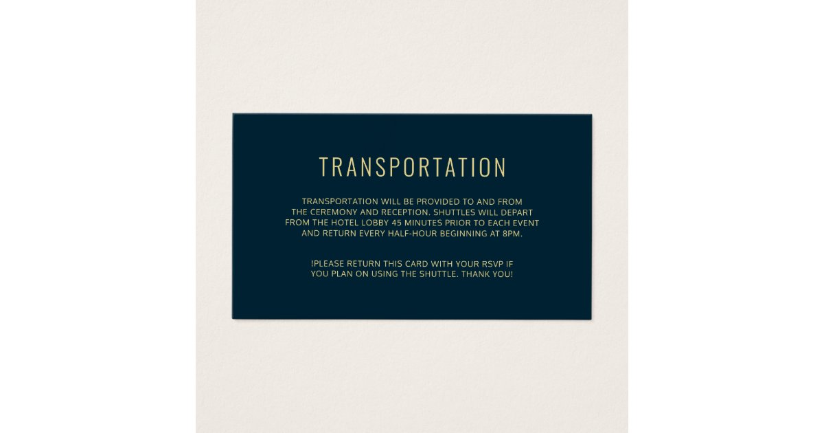 Modern Elegant Simple Wedding Transportation Card | Zazzle.com
