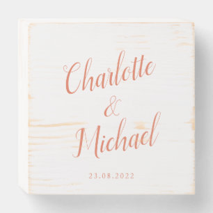 Modern elegant simple wedding wooden box sign