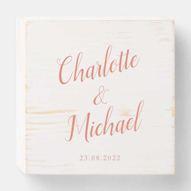 Modern elegant simple wedding wooden box sign (Front Horizontal)