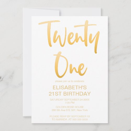 Modern Elegant Simple White 21 Birthday Party