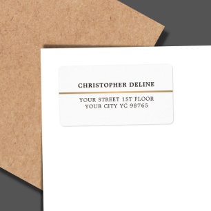 Modern Elegant Simple White Faux Copper Line Label