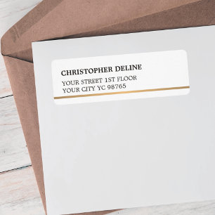 Modern Elegant Simple White Faux Copper Line Label