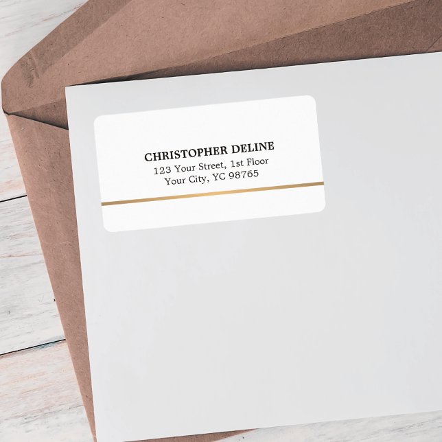 Modern Elegant Simple White Faux Copper Line Label (Creator Uploaded)