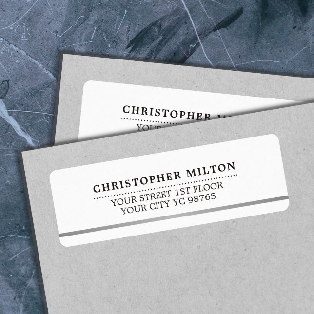 Modern Elegant Simple White Faux Silver Line Label (Creator Uploaded)