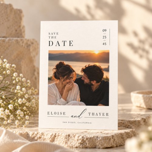Modern Elegant Single Photo Wedding Save The Date