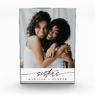 Modern Elegant Sisters Photo Script Typography Block