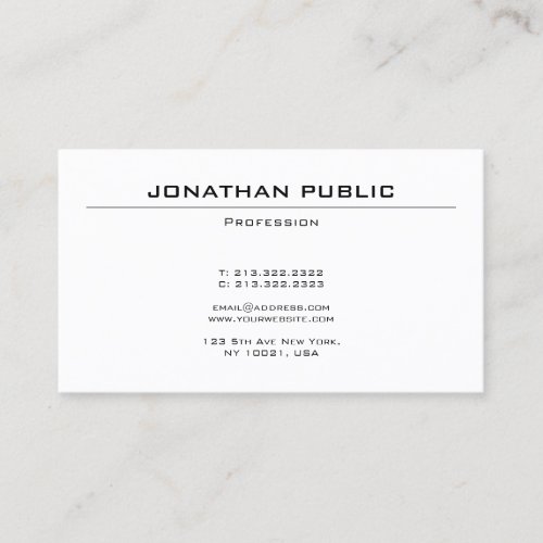 Modern Elegant Sleek Design Professional Plain Business Card