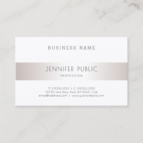 Modern Elegant Sleek Design Trendy Silver Plain Business Card