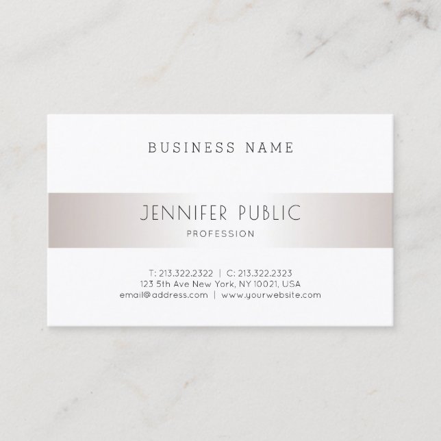 Modern Elegant Sleek Design Trendy Silver Plain Business Card (Front)
