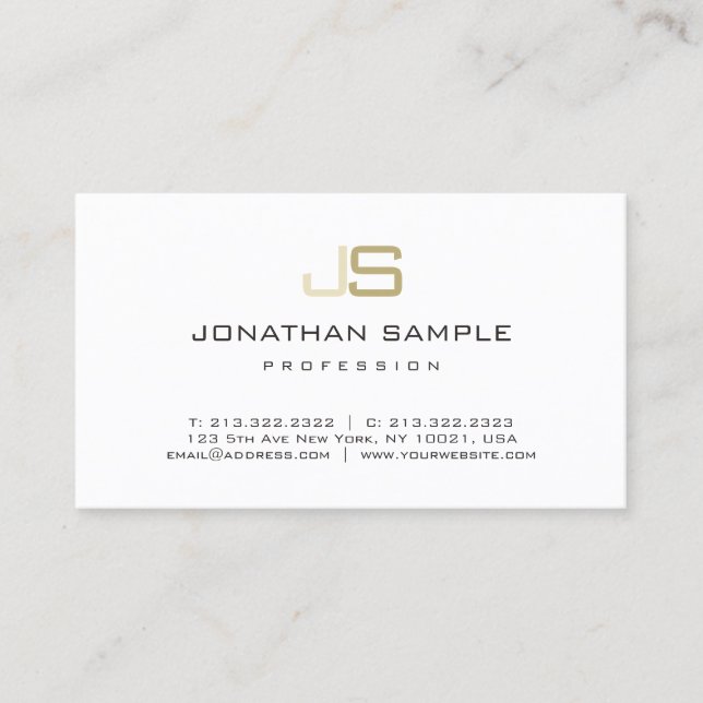 Modern Elegant Sleek Monogram Tasteful Trendy Business Card (Front)