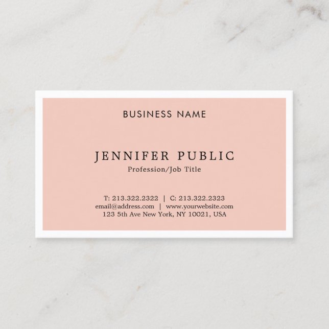 Modern Elegant Sleek Plain Trendy Design Top Business Card (Front)