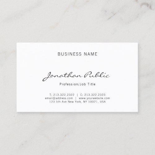 Modern Elegant Sleek Professional Minimalist Top Business Card