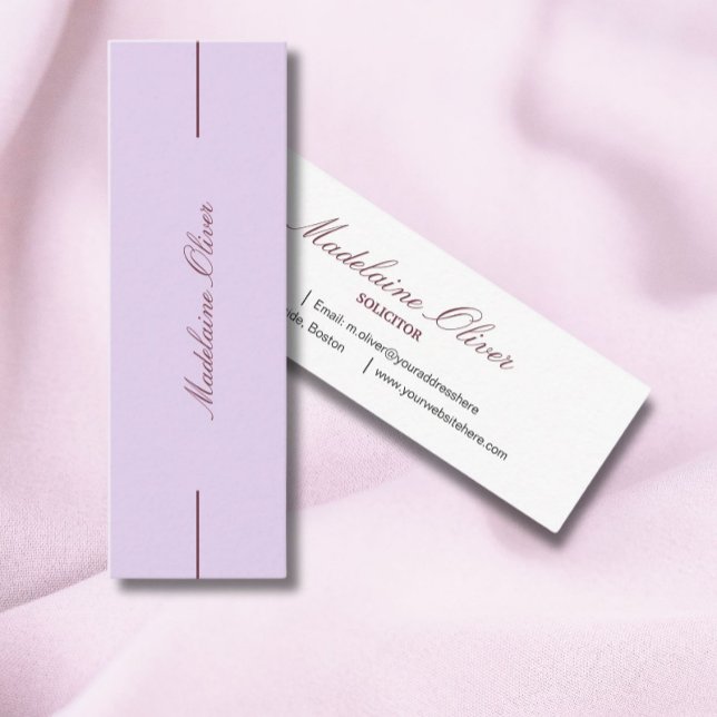Modern Elegant Sleek Solicitor  Lavender Mini Business Card (Creator Uploaded)