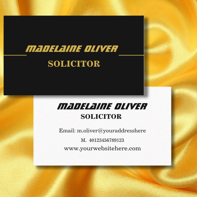 Modern Elegant Sleek Solicitor Professional Black  Business Card (Creator Uploaded)
